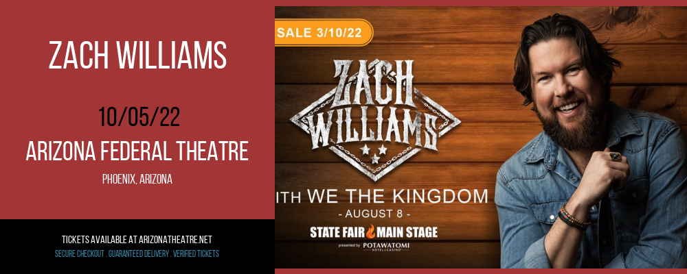 Zach Williams at Arizona Federal Theatre tickets Zach Williams at Arizona Federal Theatre
